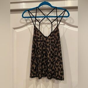 Express sequin tank top black/ tan size S